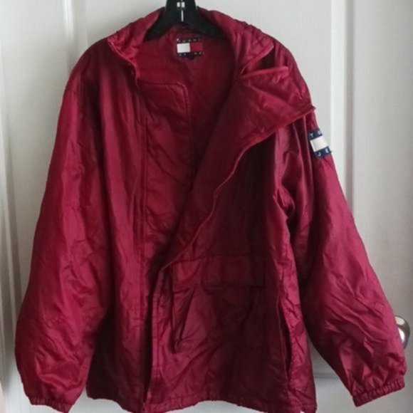 Tommy Hilfiger Y2K 2000 VINTAGE Red Lightweight Coat Oversized M - Picture 6 of 15